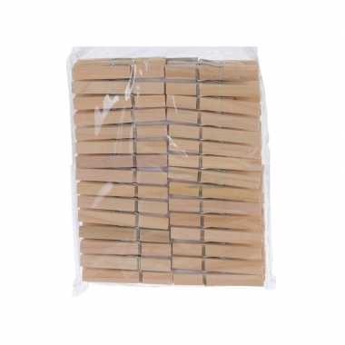 120x stuks stevige houten wasknijpers van 7 cm