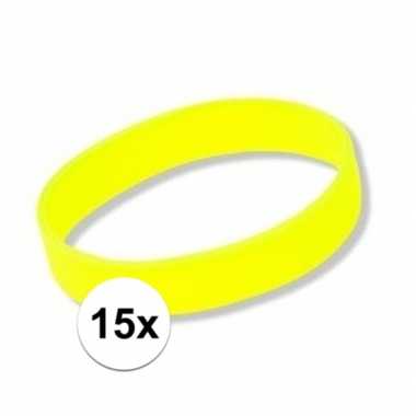 15x siliconen armbandjes neon geel