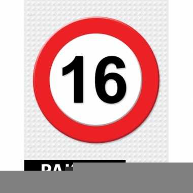 16 jarige verkeerbord decoratie pakket