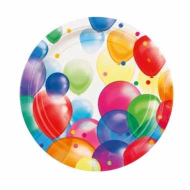 16x stuks feestbordjes met ballonnen opdruk karton 23 cm