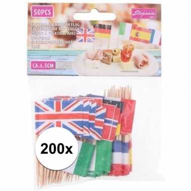 200x europese landen vlaggetjes cocktailprikkers