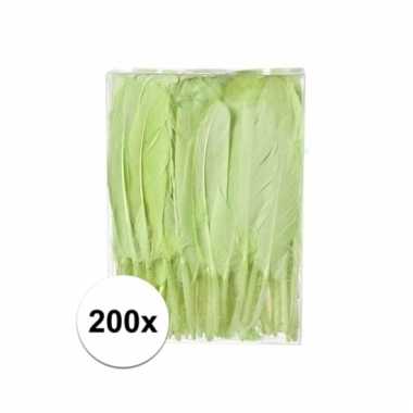 200x groene sier veren 13 cm