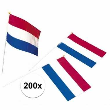 200x holland zwaaivlaggetjes van plastic