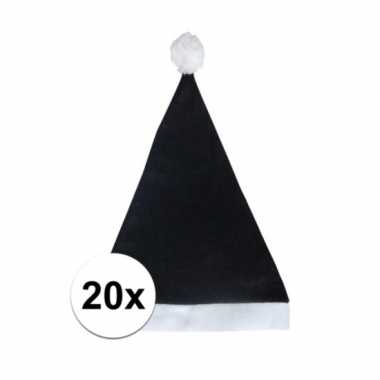 20x zwarte voordelige kerstmuts voor volwassenen