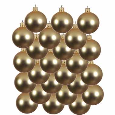 24x gouden glazen kerstballen 8 cm mat