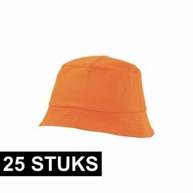 25x oranje vissershoedjes/zonnehoedjes voor volwassenen