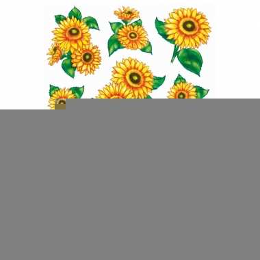 28x zonnebloemen stickers met glitters