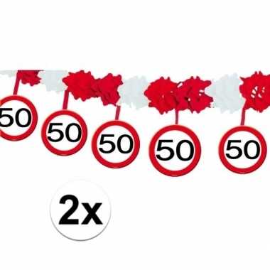 2x 50 jaar abraham/sarah feest slinger 4 meter