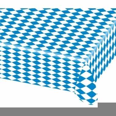 2x blauw met wit tafelkleden van 80x260 cm