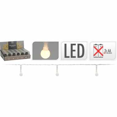 2x feestverlichting snoeren 20 bolletjes lampjes wit op batterij