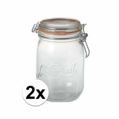 2x glazen snoeppot 0.75 liter inhoud