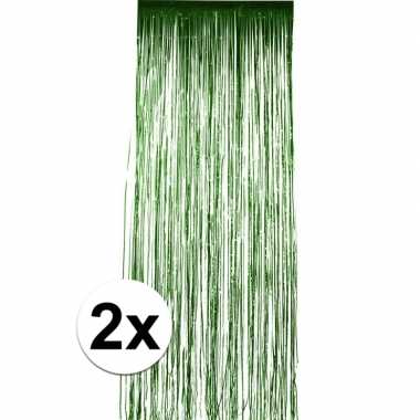 2x groen versiering deurgordijn