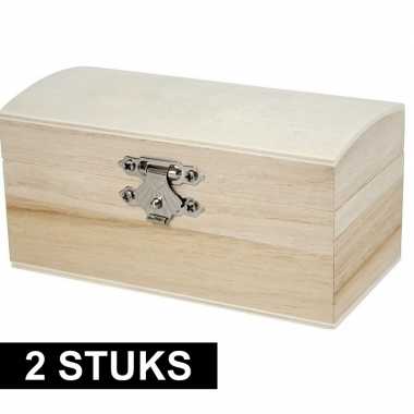 2x houten sieradendoos onbedrukt 11 cm