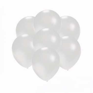 30x stuks kleine metallic witte party ballonnen 13 cm