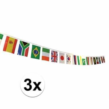 3x internationale versiering vlaggetjes