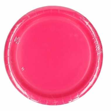40x fuchsia roze bordjes van karton 23 cm