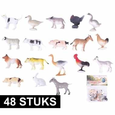 48x boerderij speelgoed diertjes/dieren 2-6 cm