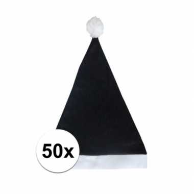 50x zwarte voordelige kerstmuts voor volwassenen
