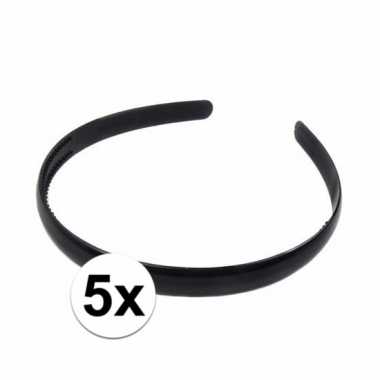5x zwarte dames diadeem/haarband