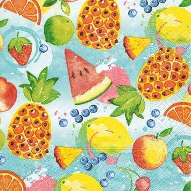 60x tropisch fruit zomer thema servetten 33 x 33 cm
