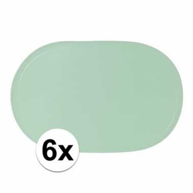6x ovale placemats mint groen 43 x 28 cm