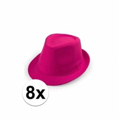 8x goedkope roze verkleed hoedjes toppers 8018