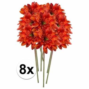 8x oranje gerbera kunstbloemen 47 cm