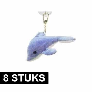 8x pluche dolfijnen kinder sleutelhangers 11 cm
