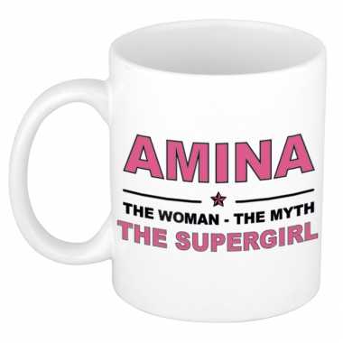 Amina the woman the myth the supergirl collega kado mokken bekers 300 ml trend