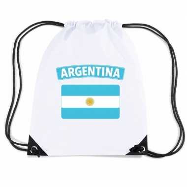 Argentinie nylon rugzak wit met argentijnse vlag