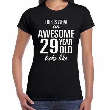 Awesome 29 year / 29 jaar cadeau t-shirt zwart dames