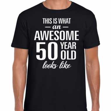 Awesome 50 year / 50 jaar cadeau t-shirt zwart heren