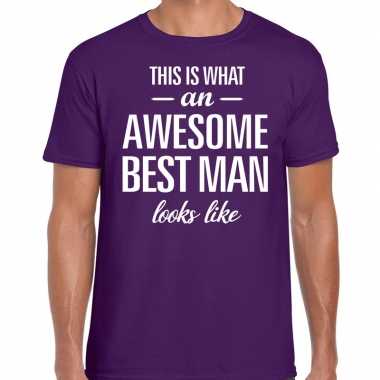 Awesome best man/getuige cadeau t-shirt paars heren