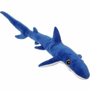 Blauwe haaien speelgoed artikelen blauwe haai knuffelbeest gestreept