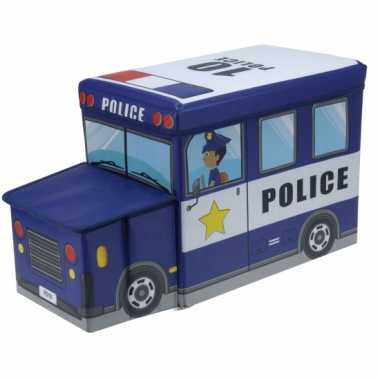 Blauwe politieauto opbergbox 55 cm