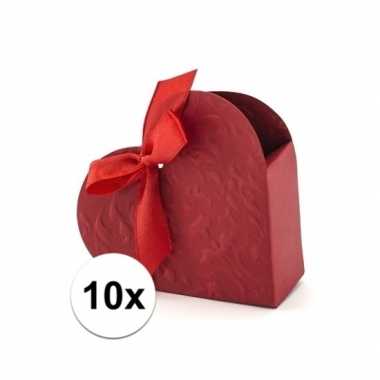 Bruiloft kado doosjes rood hart 10x