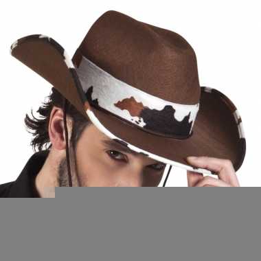 Bruine cowboyhoed texas koeienprint voor volwassenen