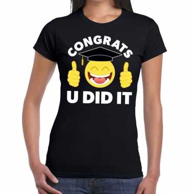 Congrats u did it t-shirt geslaagd / afgestudeerd zwart dames