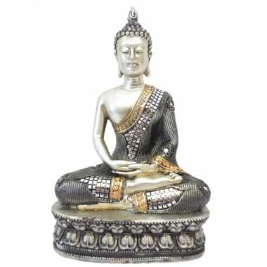 Decoratie boeddha thais zilver 28 cm
