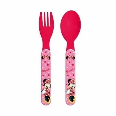 Disney minnie mouse kinderbestek vork met lepel 14 cm