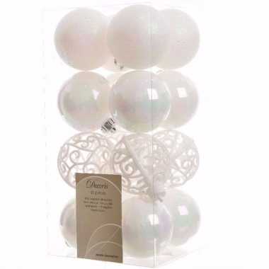 Elegant christmas kerstboom decoratie kerstballen wit 16 x