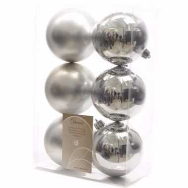 Elegant christmas kerstboom decoratie kerstballen zilver 6 x