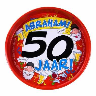Feest metalen dienblad 50 jaar abraham 30 cm