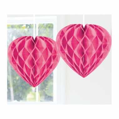 Feestversiering roze decoratie hart 30 cm