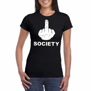 Fuck society t-shirt zwart voor dames