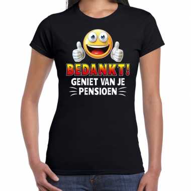 Funny emoticon t-shirt bedankt geniet van je pensioen zwart dame