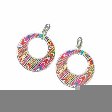 Gekleurde sixties oorbellen clip on