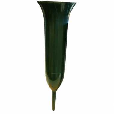 Groene kunststof grafvaas 37 cm