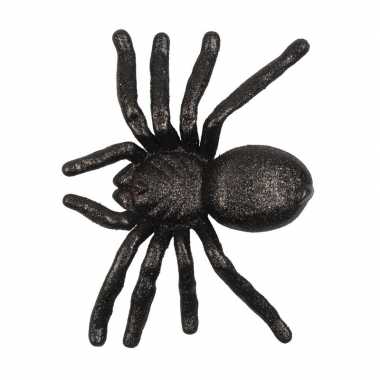 Halloween - zwarte grote halloween decoratie spin met glitters