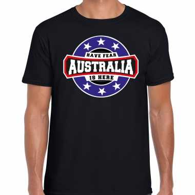 Have fear australia is here / australie supporter t-shirt zwart voor heren